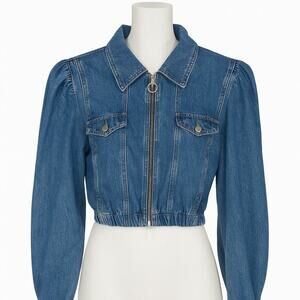 Maeve by Anthropologie Puff Sleeve Cropped Denim Jacket – Size M